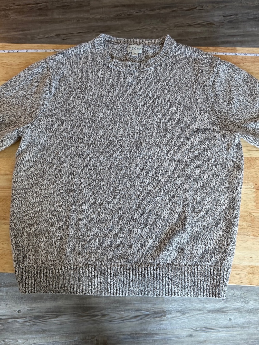 Knit for J.Crew Men’s Linen Cotton Marled Crewneck Sweater Medium Brown Cream